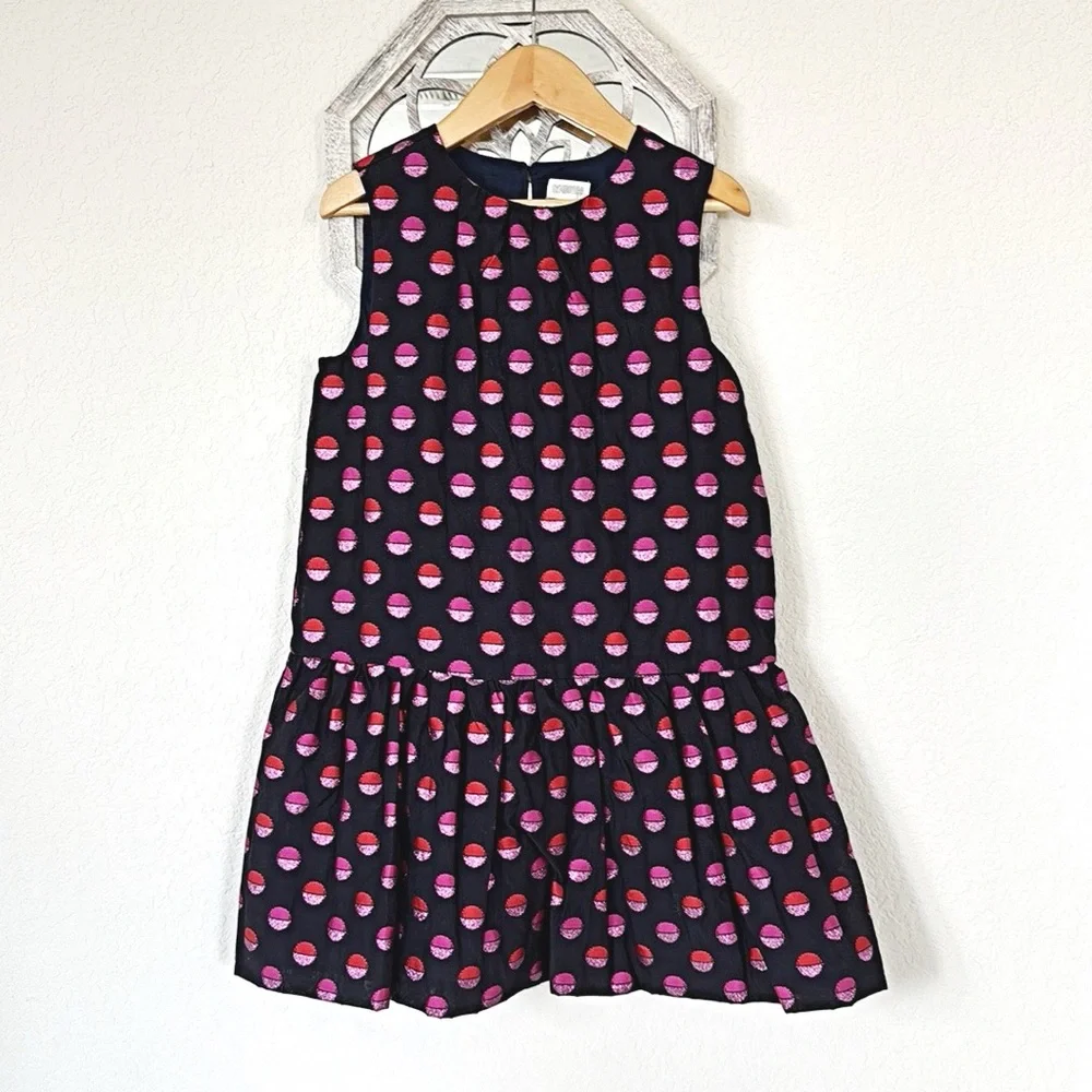 Gymboree • Navy and Pink Polka Dot Ruffle Sleeveless Girly Preppy Party Neck